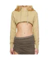 Rick Owens Drkshdw Beige Hollywood Cropped Hoodie In Parchment