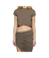 Rick Owens Drkshdw Gray Hollywood Cropped Small Level T-shirt In Brown