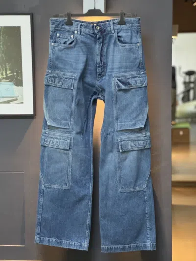 Pre-owned Rick Owens Drkshdw Hollywood Double Cargo Jeans 32 Washed Indigo In Blue