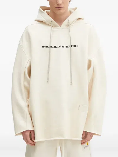 Rick Owens Drkshdw Hollywood Graphic Raw-edge Hoodie In Neutral