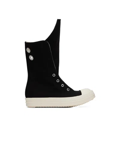 Rick Owens Drkshdw Black Hollywood Boot Sneaks Sneakers In 911 Black/milk/milk