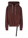 Rick Owens Drkshdw Asymmetric Hem Hoodie Kangaroo Pocket In Brown