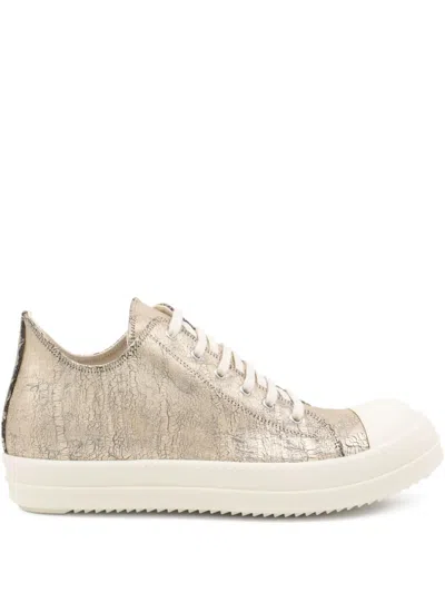 Rick Owens Drkshdw Hollywood Metallic-printed Lace-up Trainers In Gold