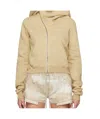 Rick Owens Drkshdw Beige Hollywood Mountain Hoodie In Nude