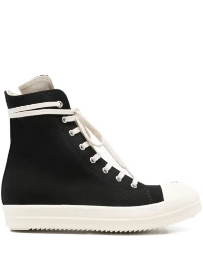 Rick Owens Drkshdw Denim Low Top Sneakers In Black