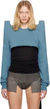 Rick Owens Drkshdw Blue Hollywood Cropped Tecsweat Sweatshirt In 86 Toothpaste