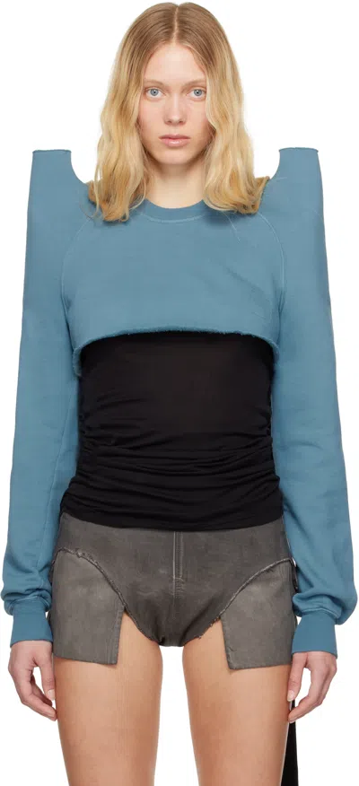 Rick Owens Drkshdw Blue Hollywood Cropped Tecsweat Sweatshirt In 86 Toothpaste