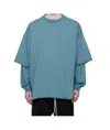 Rick Owens Drkshdw Blue Hollywood Tommy Hustler T-shirt In Blue