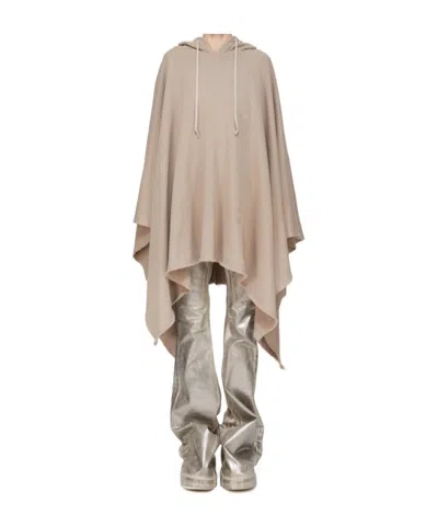 Rick Owens Drkshdw Hooded Cloak In Brown