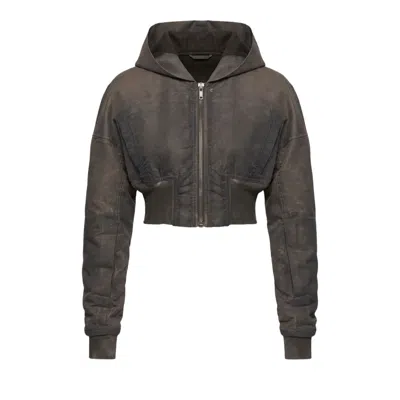 Pre-owned Rick Owens Drkshdw Hooded Cropped Flight Bomber 'dark Dust' | Tan | Women's Size S