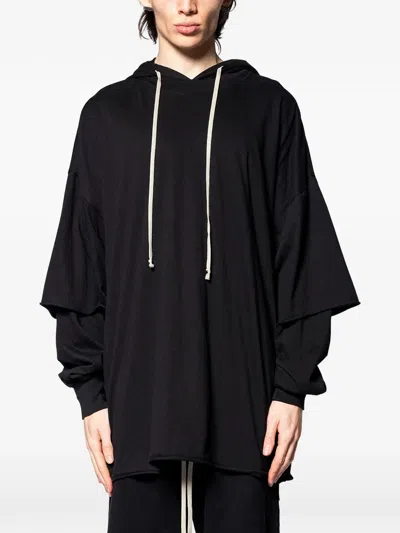 Rick Owens Drkshdw Hooded Layered Knitwear In Black