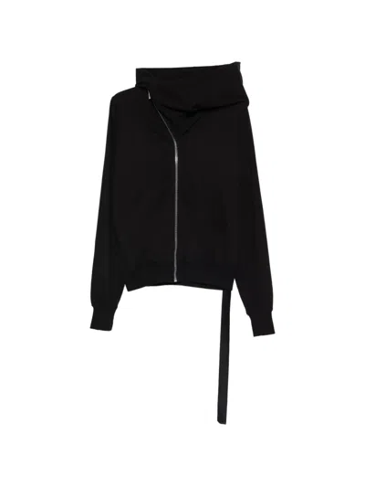 Rick Owens Drkshdw Oversized Avant-garde High Collar Cotton Sweatshirt In Black
