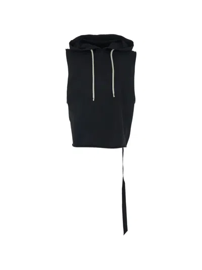 Rick Owens Drkshdw Mens Black Hooded Sleeveless Cotton Tunic Top