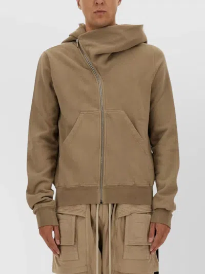 Rick Owens Drkshdw Asymmetrical Zipper Sweatshirt In Metallic