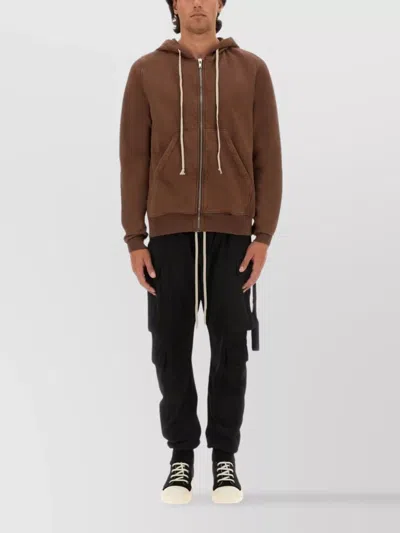 Rick Owens Drkshdw Hooded Sweater Kangaroo Pocket In Brown
