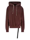 Rick Owens Drkshdw Asymmetric Hem Hoodie Kangaroo Pocket In Burgundy