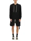 Rick Owens Drkshdw Drkshdw By Rick Owens Relaxed Fit Black Hoodie With Drawstring Hood In Black