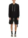 Rick Owens Drkshdw Drkshdw By Rick Owens Relaxed Fit Black Hoodie With Drawstring Hood In Black