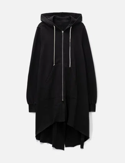 Rick Owens Drkshdw Hooded Fishtail Zipped Sweatshirt In Black