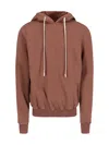 Rick Owens Drkshdw Hooded Sweatshirt With Ribbed Cuffs And Hem In Brown