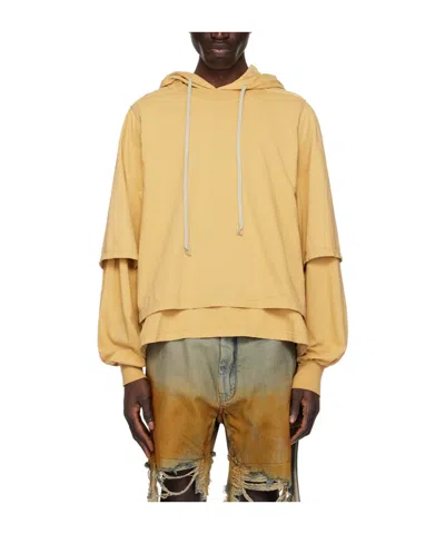 Rick Owens Drkshdw Yellow Layered Hoodie In 42 Mustard
