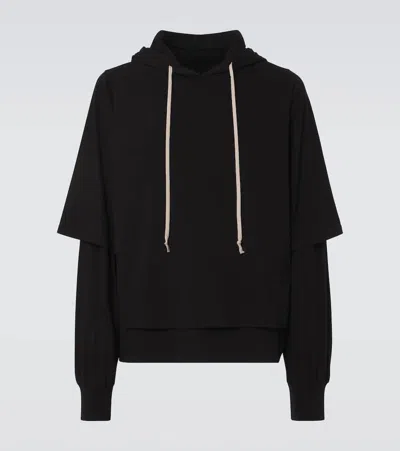 Rick Owens Drkshdw Hustler Cotton Jersey Hoodie In Black