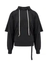 Rick Owens Drkshdw Hustler Double-layer Cotton Hoodie In Black
