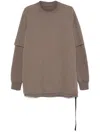 Rick Owens Drkshdw Hustler T Long Sleeve Crew Neck In Brown
