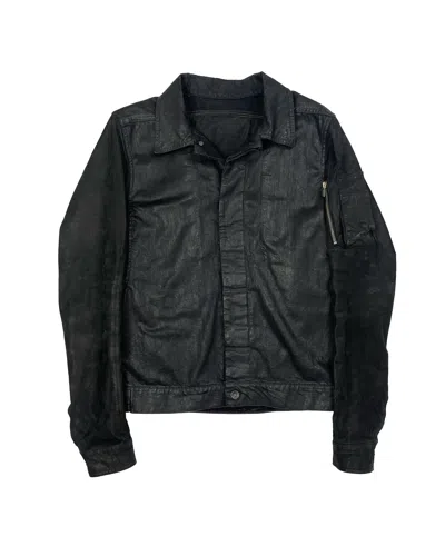 Pre-owned Rick Owens Drkshdw Hybrid Slave Jacket Lamb Leather / Waxed Denim In Black