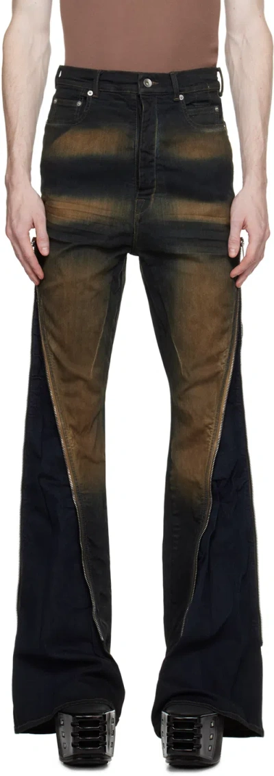 Rick Owens Drkshdw Indigo & Brown Bolan Banana Jeans In 84 Mud