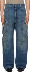 Rick Owens Drkshdw Indigo Hollywood Double Cargo Jeans In 06 Washed Indigo