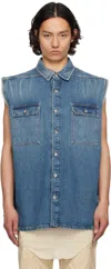 Rick Owens Drkshdw Indigo Hollywood Sl Tommy Jumbo Denim Overshirt In 06 Washed Indigo