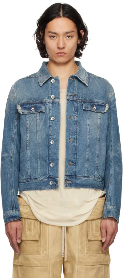 Rick Owens Drkshdw Indigo Hollywood Trucker Denim Jacket In Blue