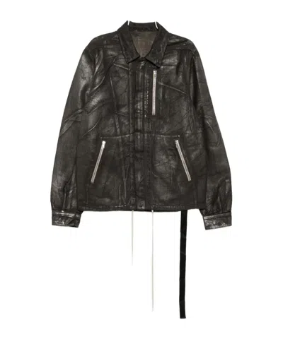 Rick Owens Drkshdw Invisible Zipper Denim Jacket In Black