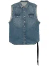 Rick Owens Drkshdw Indigo Hollywood Sl Tommy Jumbo Denim Overshirt In Blue