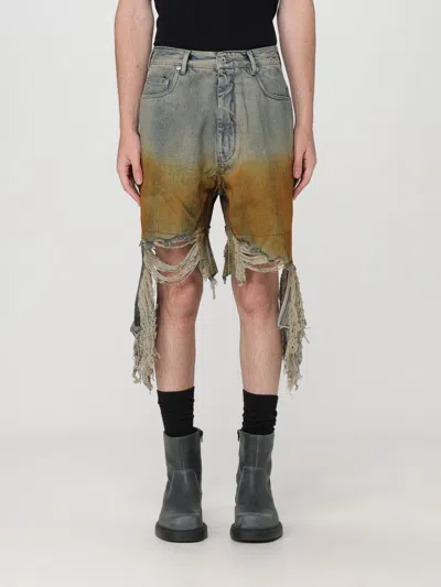Rick Owens Drkshdw Destroyed Denim Bermuda Shorts In Orange