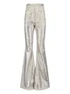 Rick Owens Drkshdw Straight Trousers Flared Metallic Finish In Silver