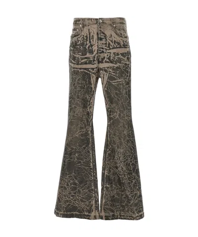 Rick Owens Drkshdw Flared Leg Bootcut Trousers In Brown