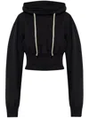 Rick Owens Drkshdw Cropped Hoodie With Drawstring And Hood In Schwarz