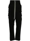Rick Owens Drkshdw Black Porterville Creatch Cropped Drawstring Cargo Pants In Black