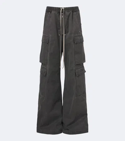 Rick Owens Drkshdw Jumbo Belas Cotton Canvas Cargo Pants In Gray