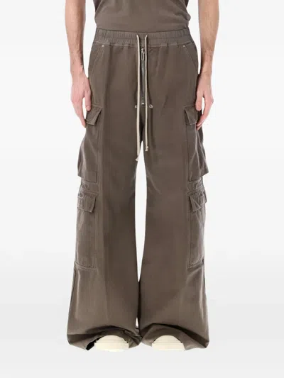 Rick Owens Drkshdw Jumbo Belas Double Cargo Cotton Trousers In Brown