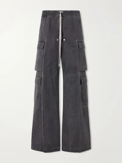 Rick Owens Drkshdw Jumbo Belas Wide-leg Cotton-canvas Cargo Trousers In Gray
