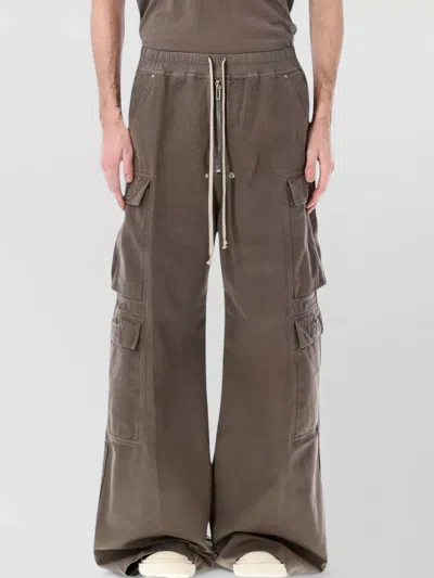 Rick Owens Drkshdw Jumbo Belas Double Cargo Cotton Trousers In Brown