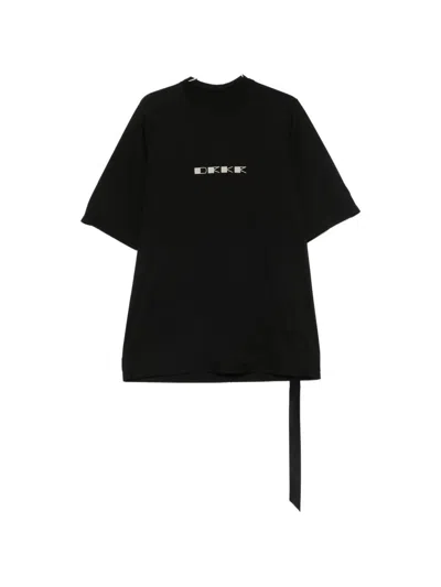 Rick Owens Drkshdw Jumbo Cotton T-shirt With Ribbed Crew Neck And Front Print In Black