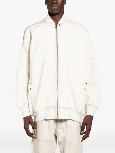 Rick Owens Drkshdw "jumbo Flight" Denim Bomber Jacket In White