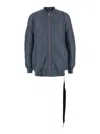 Rick Owens Drkshdw Grey 'jumbo Flight' Bomber Jacket With Strap Detail  In Tech Fabric Man In Grey