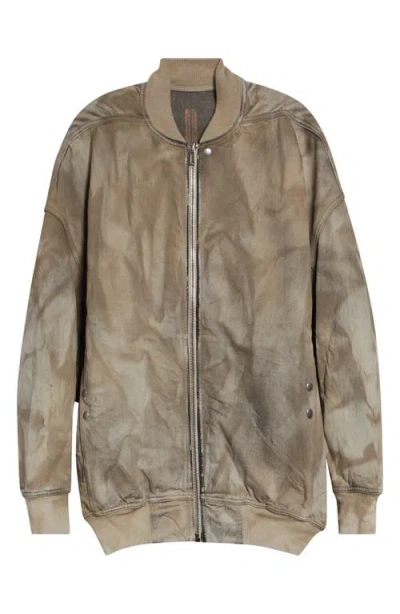 Rick Owens Drkshdw Jumbo Flight Washed Distressed Bomber Jacket In Green