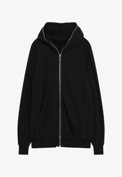 Rick Owens Drkshdw Jumbo Gimp Zip-up Hooded Sweatshirt In Black