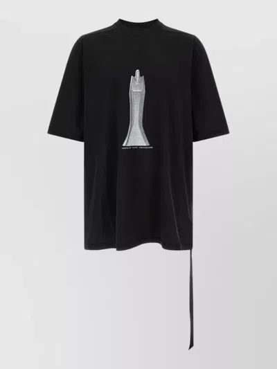 Rick Owens Drkshdw Jumbo Graphic Crew Neck Asymmetrical T Shirt In Black